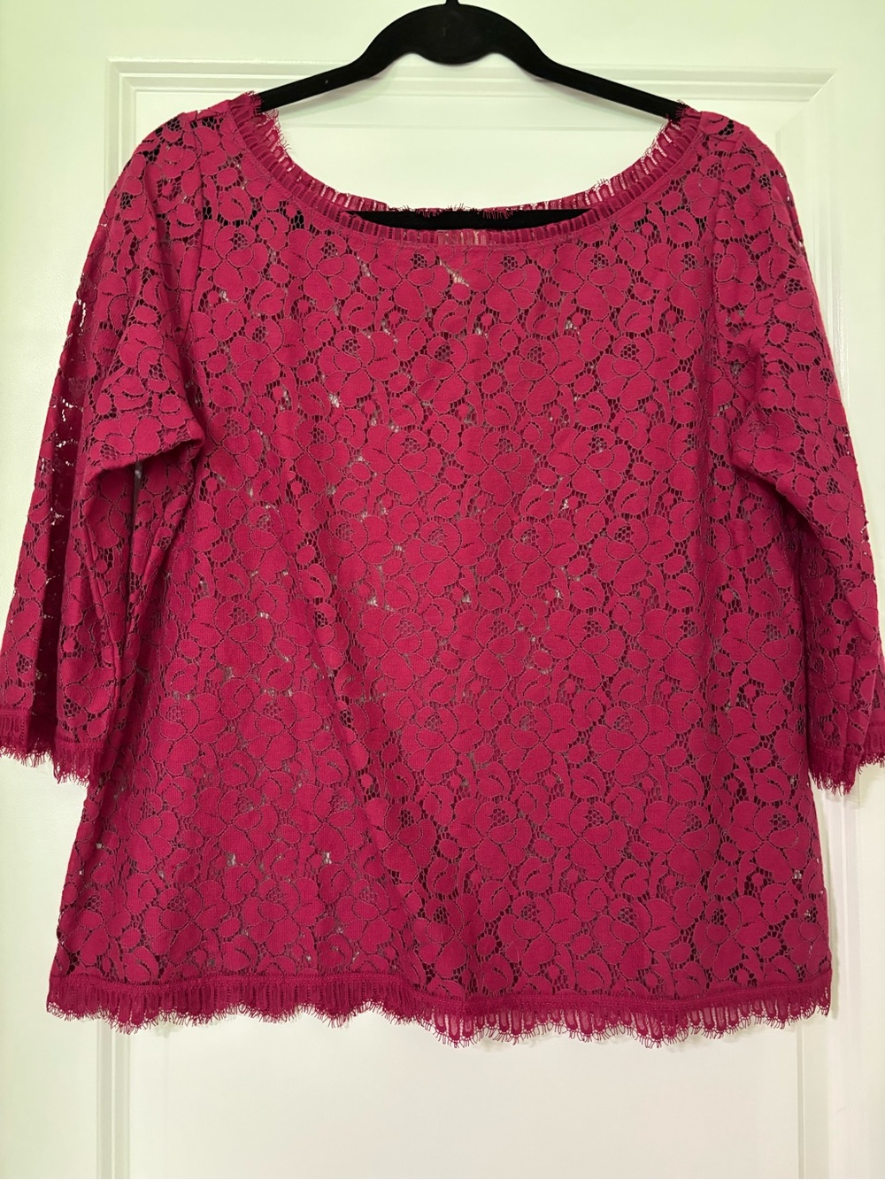 Anthropologie Weston Wear Magenta Lace Top Blouse M